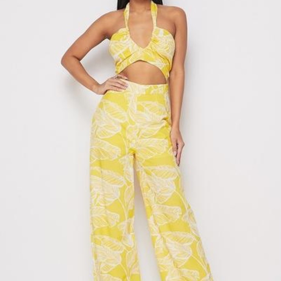 Pants - Yellow Leaves Printed Set